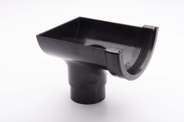 112mm Half Round Gutter Stopend Outlet (Black)